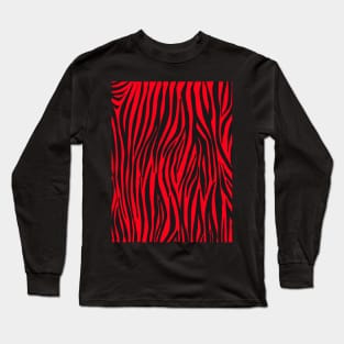 Red and Black Zebra Print Long Sleeve T-Shirt